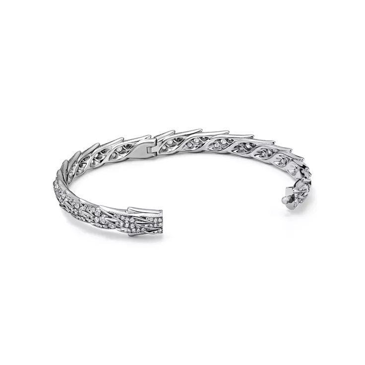 Bird on a Rock by Tiffany:Wings Wide Bangle in Platinum with Diamonds, 4