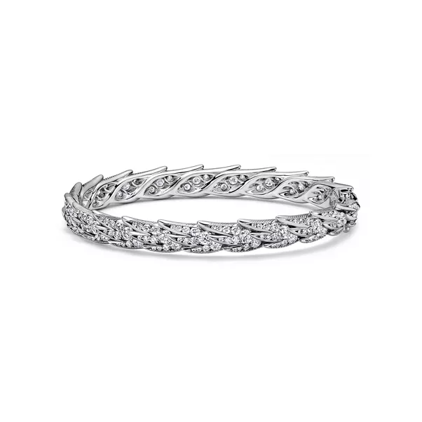 Breiter Armreif mit Flügeln in Platin mit Diamanten