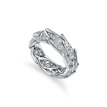 Bird on a Rock by Tiffany:Wings Wide Ring in Platinum with Diamonds, 3