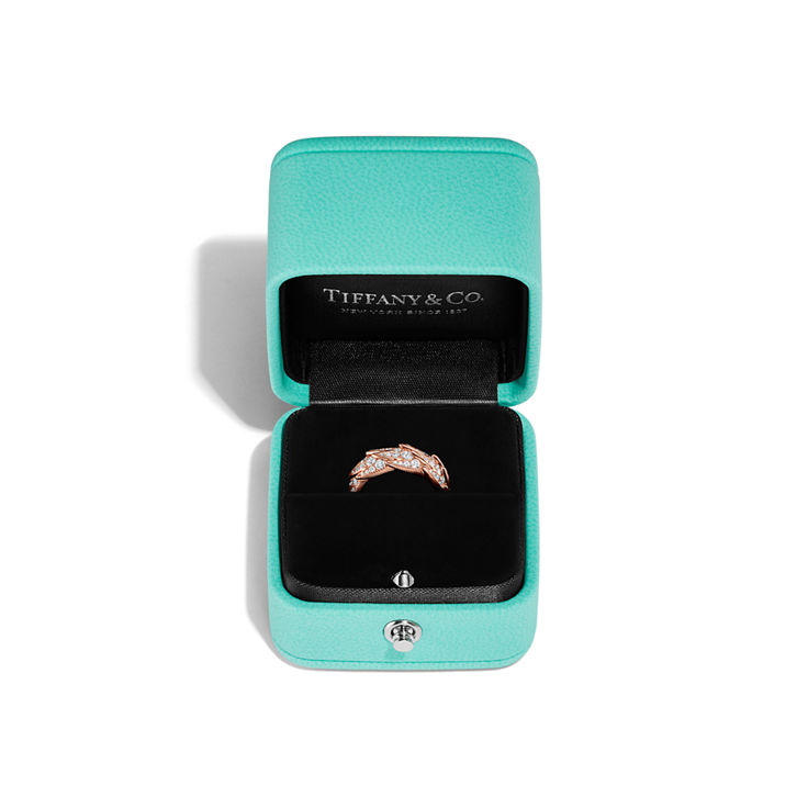 Bird on a Rock by Tiffany:Wings Wide Ring in Rose Gold with Diamonds image number 4