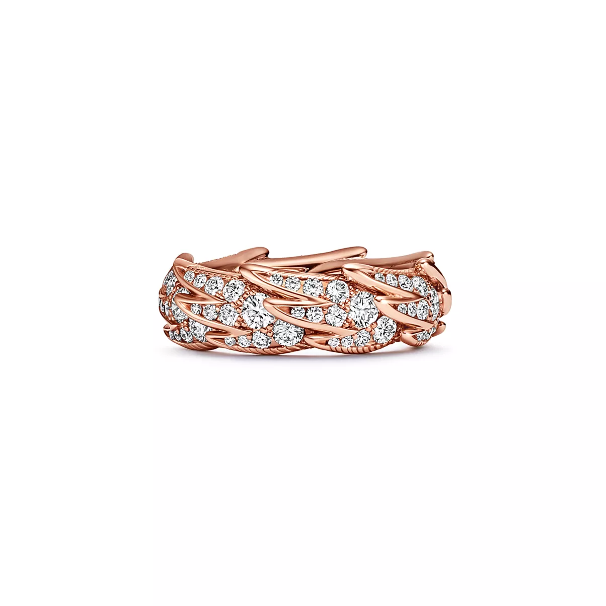 Wings Wide Ring in Rose Gold with Diamonds