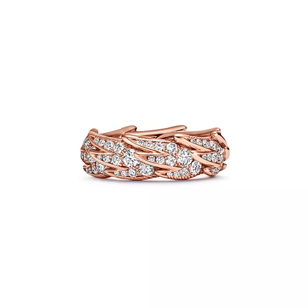 Wings Wide Ring in Rose Gold with Diamonds