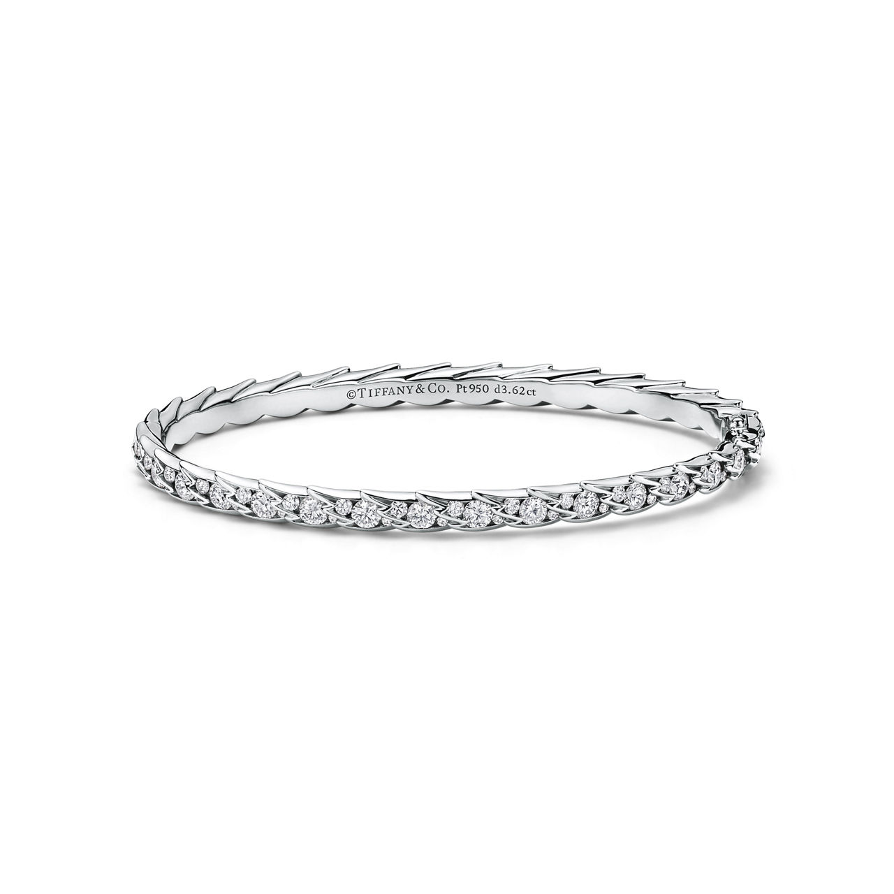 Bracelet jonc Wings &eacute;troit en platine et diamants
