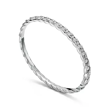 Bird on a Rock by Tiffany:Wings Narrow Bangle in Platinum with Diamonds, 2