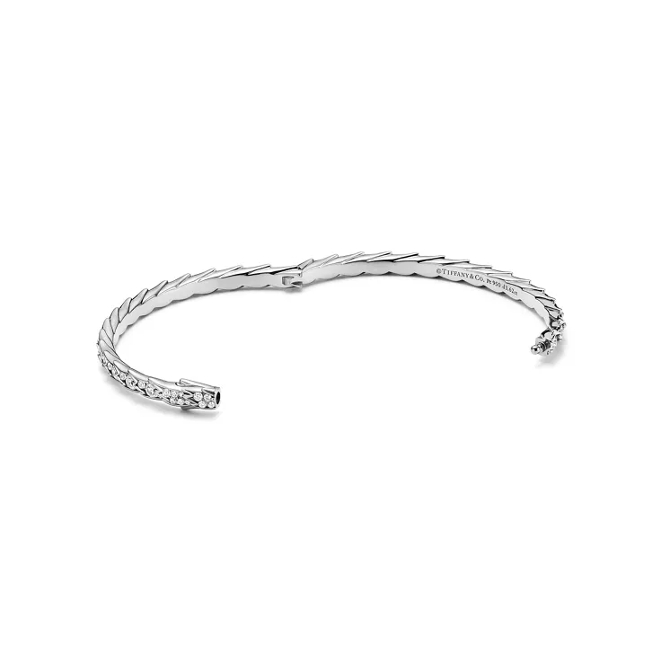 Bird on a Rock by Tiffany:Wings Narrow Bangle in Platinum with Diamonds, 4
