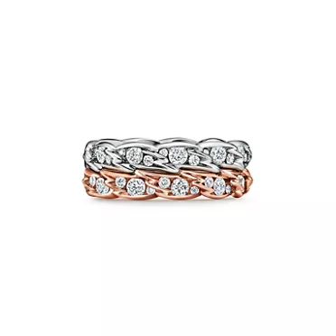 Bird on a Rock by Tiffany:Wings Narrow Ring in Platinum with Diamonds, 3