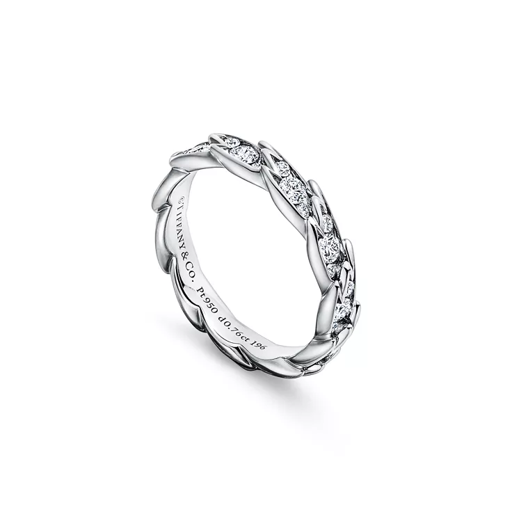 Bird on a Rock by Tiffany:Wings Narrow Ring in Platinum with Diamonds, 4