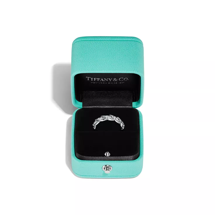 Bird on a Rock by Tiffany:Wings Narrow Ring in Platinum with Diamonds, 5