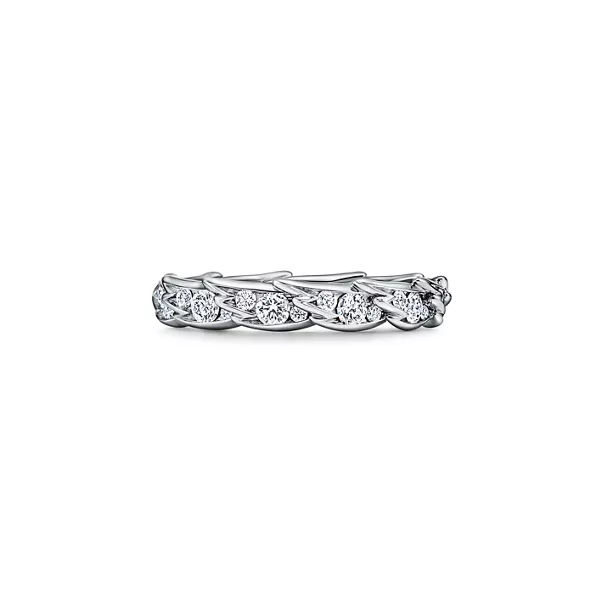 Anillo Wings estrecho de platino con diamantes