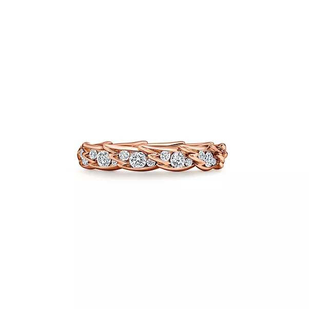 Wings Narrow Ring in Rose Gold with Diamonds