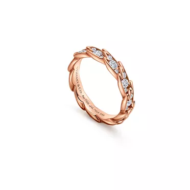 Bird on a Rock by Tiffany:Anillo Wings estrecho de oro rosa con diamantes, 3