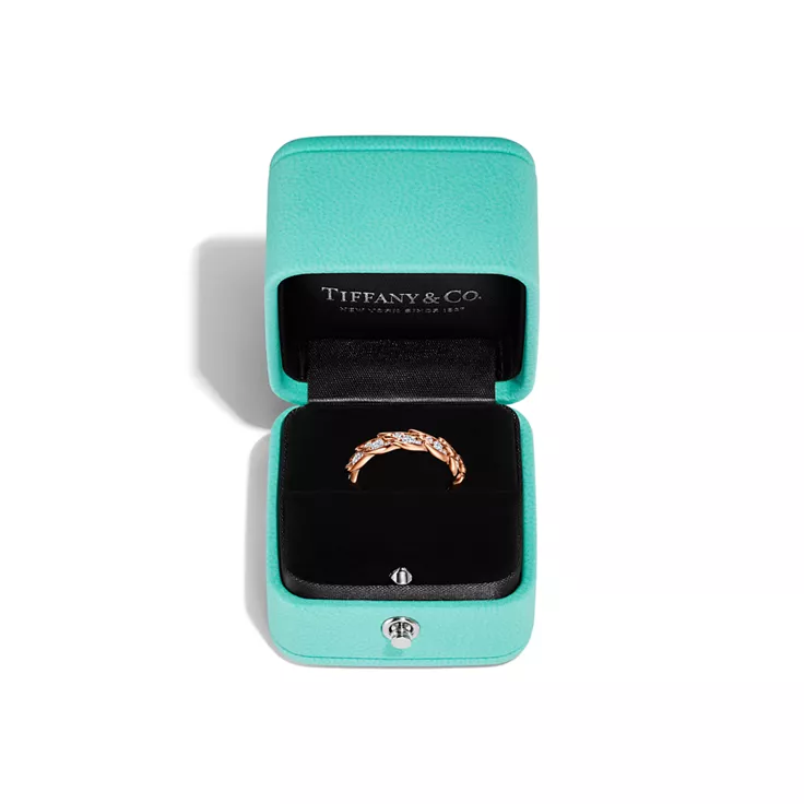 Bird on a Rock by Tiffany:Anillo Wings estrecho de oro rosa con diamantes, 4