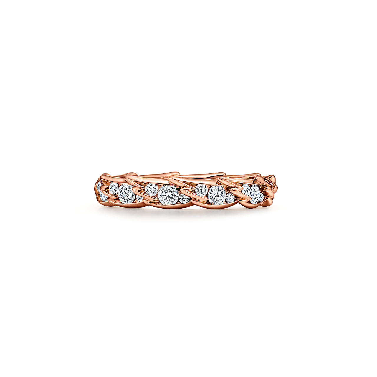 Wings Narrow Ring in Rose Gold with Diamonds