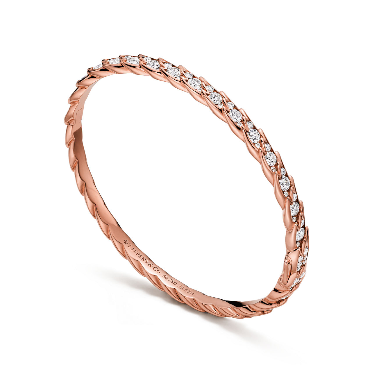 Bird on a Rock by Tiffany:Wings Narrow Bangle in Rose Gold with Diamonds image number 2