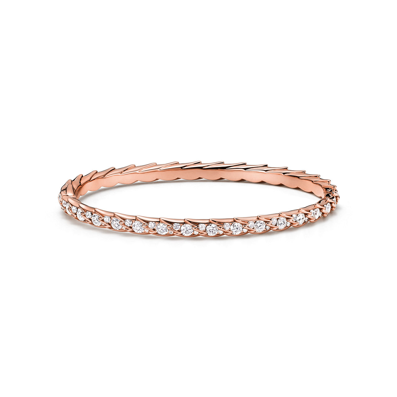 Bird on a Rock by Tiffany:Wings Narrow Bangle in Rose Gold with Diamonds image number 3