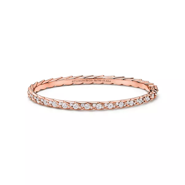 Wings Narrow Bangle in Rose Gold with Diamonds