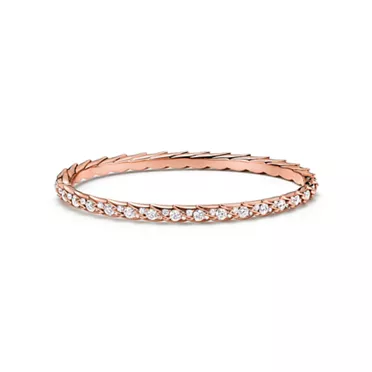 Bird on a Rock by Tiffany:Wings Narrow Bangle in Rose Gold with Diamonds, 3