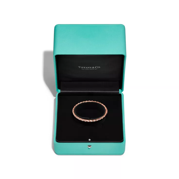 Bird on a Rock by Tiffany:Wings Narrow Bangle in Rose Gold with Diamonds, 5