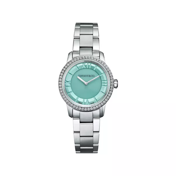 29-mm-Uhr aus Edelstahl mit Diamanten