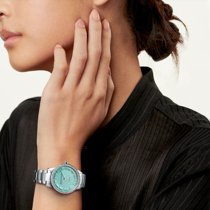 Atlas®:Montre automatique 34 mm en acier inoxydable et diamants numéro dimage {1}