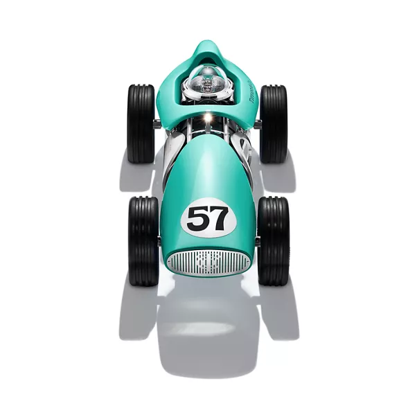 Rennauto-Uhr aus Aluminium mit Lackierung in Tiffany Blue®