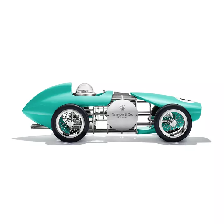 Time for Speed:Race Car Clock in Aluminum with Tiffany Blue® Paint, 2