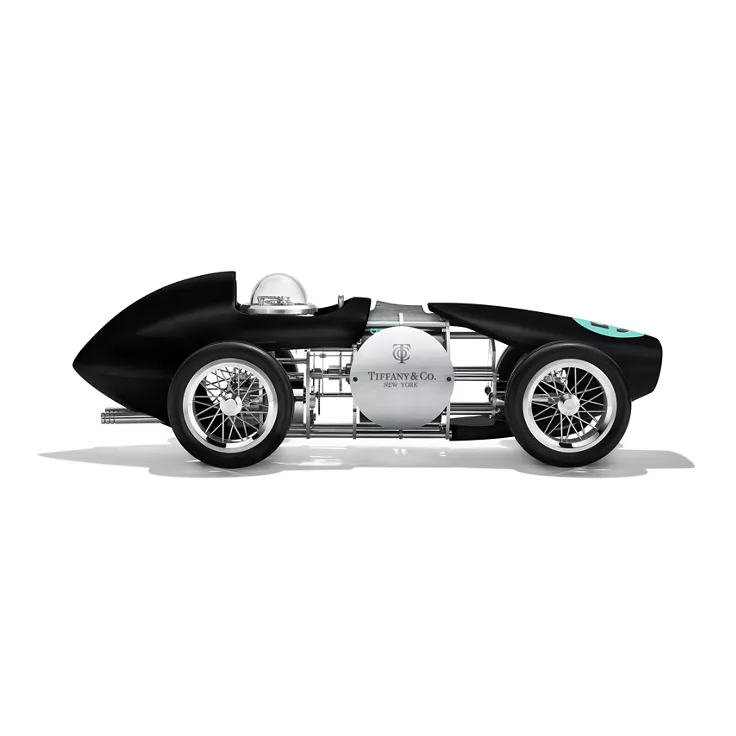 Time for Speed:Race Car Clock in Aluminum with Black Paint, 2