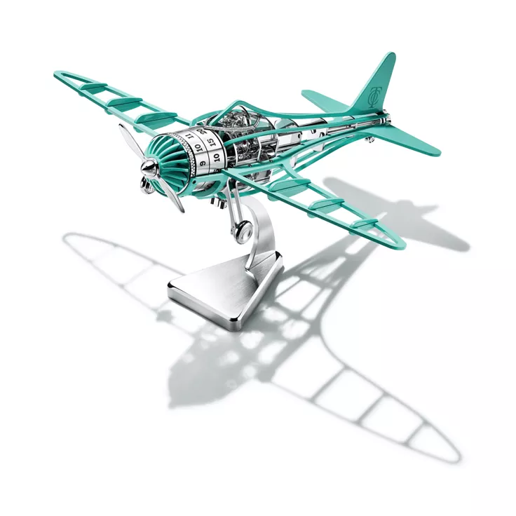 Tiffany Airways:Airplane Clock with Tiffany Blue® Paint and Diamonds, 2