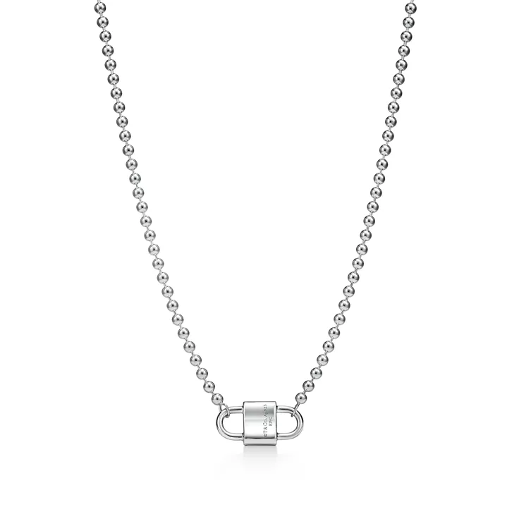 Tiffany 1837&trade;:Collar de cuentas con candado doble peque&ntilde;o de plata de ley, 4