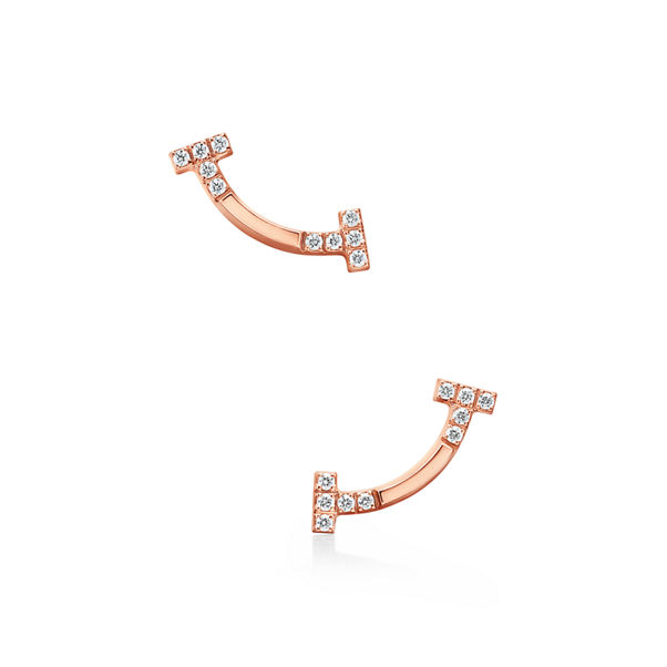 Collezione T by Tiffany:Orecchini Smile in oro rosa con diamanti, mini