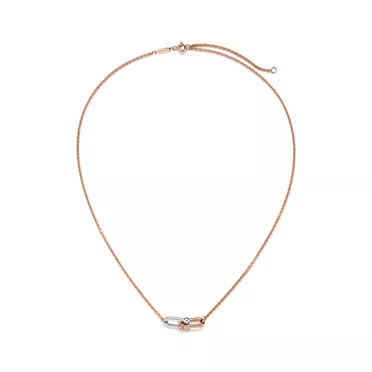 Tiffany HardWear:Pendentif &agrave; maillons doubles taille Small en or rose et blanc 18 carats, 3
