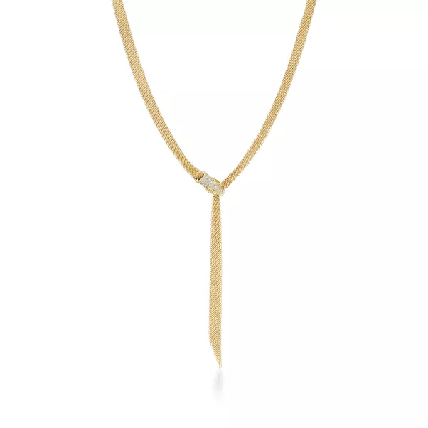 Collana Mesh Snake in oro giallo con pavé di diamanti