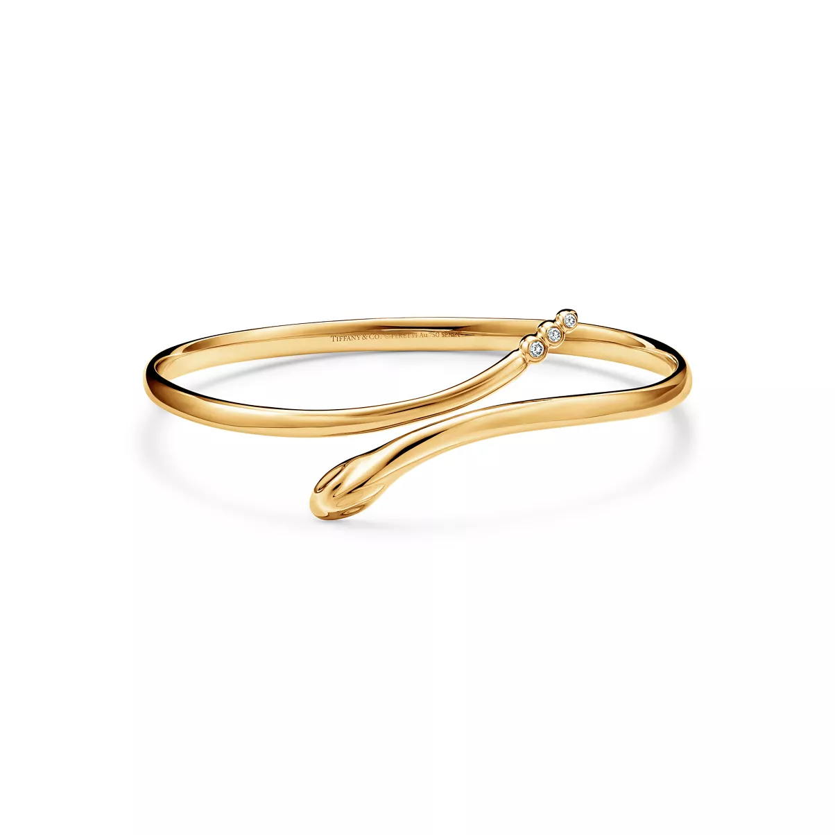 Bracciale rigido Snake in oro giallo con diamanti