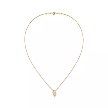 Elsa Peretti&reg;:Mini Feather Pendant in Yellow Gold with Pav&eacute; Diamonds, 2