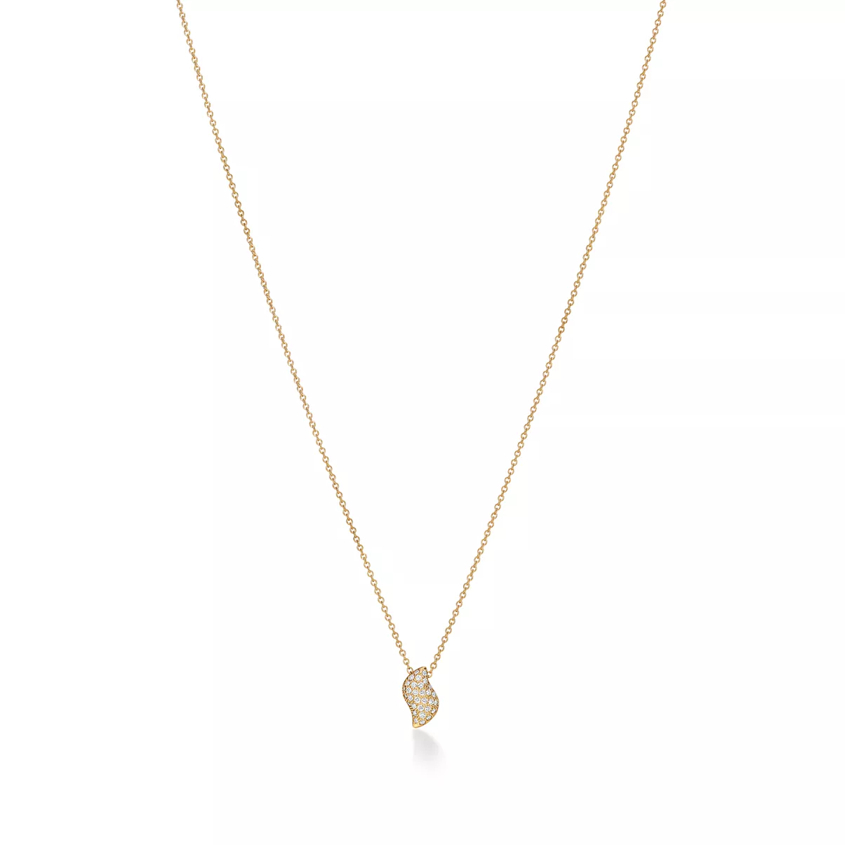 Mini Feather Pendant in Yellow Gold with Pav&eacute; Diamonds