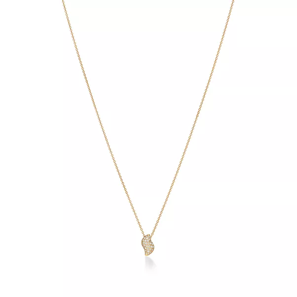 Mini Feather Pendant in Yellow Gold with Pav&eacute; Diamonds