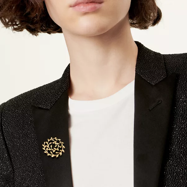 Olive Leaf Brooch in Yellow Gold