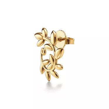 Paloma Picasso®:Olive Leaf Bypass Hoop Earrings in Yellow Gold, 2