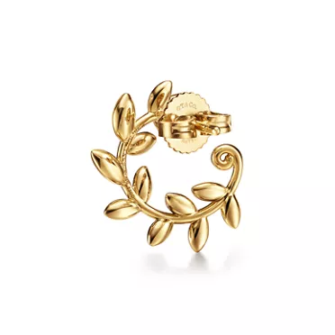 Paloma Picasso®:Olive Leaf Bypass Hoop Earrings in Yellow Gold, 3