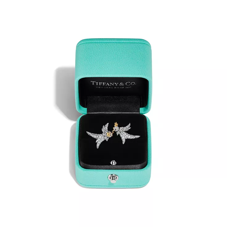 Bird on a Rock by Tiffany:Lovebirds Ring in Platinum and Gold with Diamonds, 4