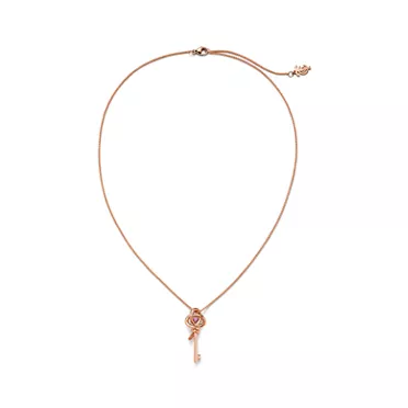 Tiffany Knot:迷你鑰匙項鍊 玫瑰金鑲嵌粉色藍寶石, 2