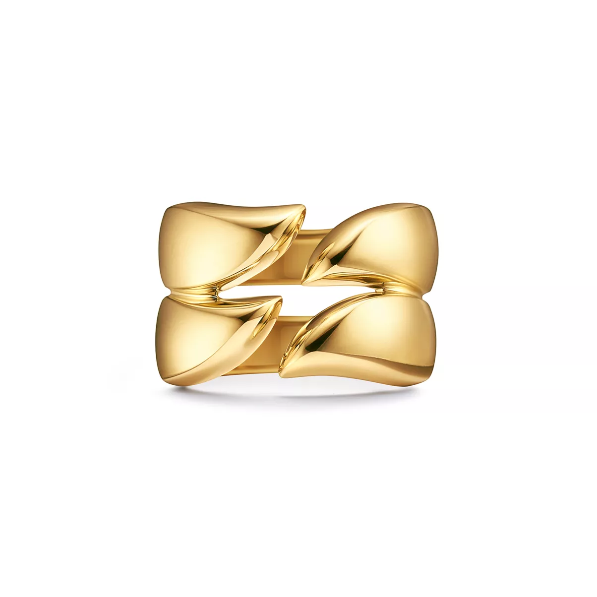 Feather Double Ring in Yellow Gold