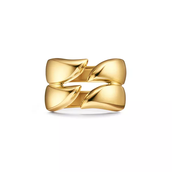 Feather Double Ring in Yellow Gold