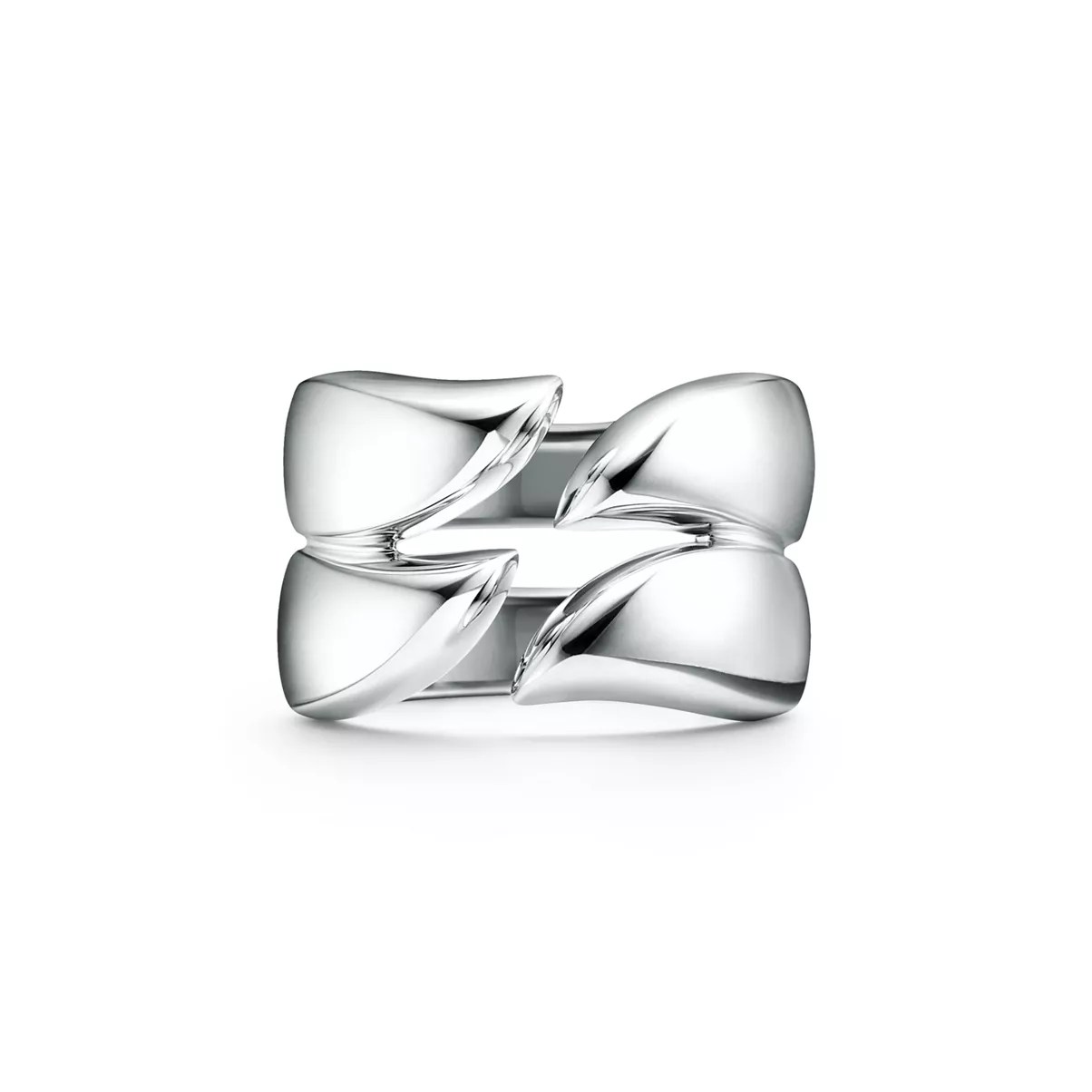 Doppelring im Federdesign in Sterlingsilber