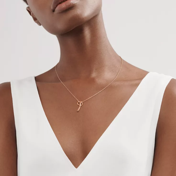 Elsa Peretti™:Small Alphabet Pendant in Rose Gold, 1