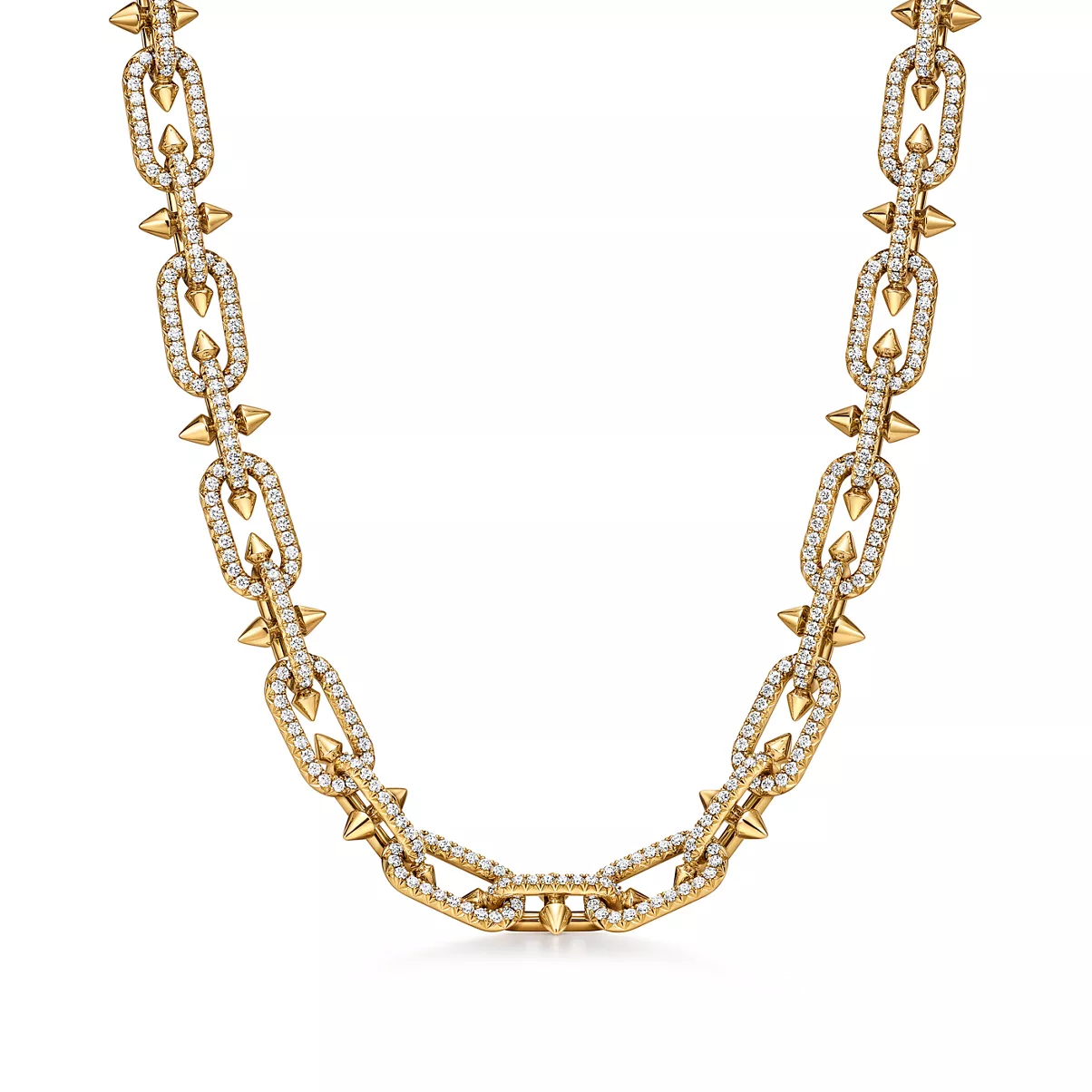 Necklace in Yellow Gold with Pav&eacute; Diamonds