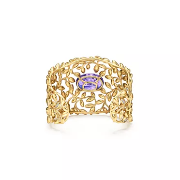 Paloma Picasso®:Olive Leaf Amethyst Cuff in Yellow Gold with Diamonds, 3