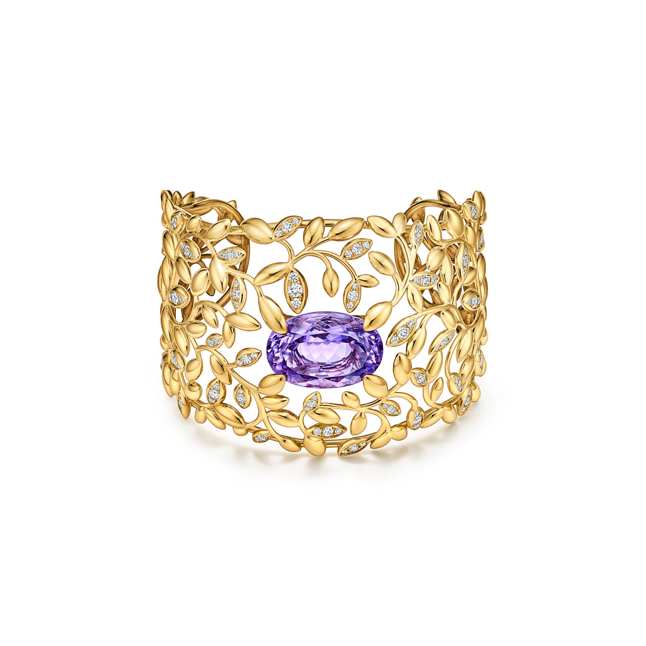 Paloma Picasso®:Olive Leaf Amethyst Cuff in Yellow Gold with
