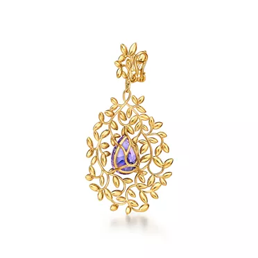 Paloma Picasso®:Olive Leaf Amethyst Earrings in Yellow Gold with Diamonds, 3