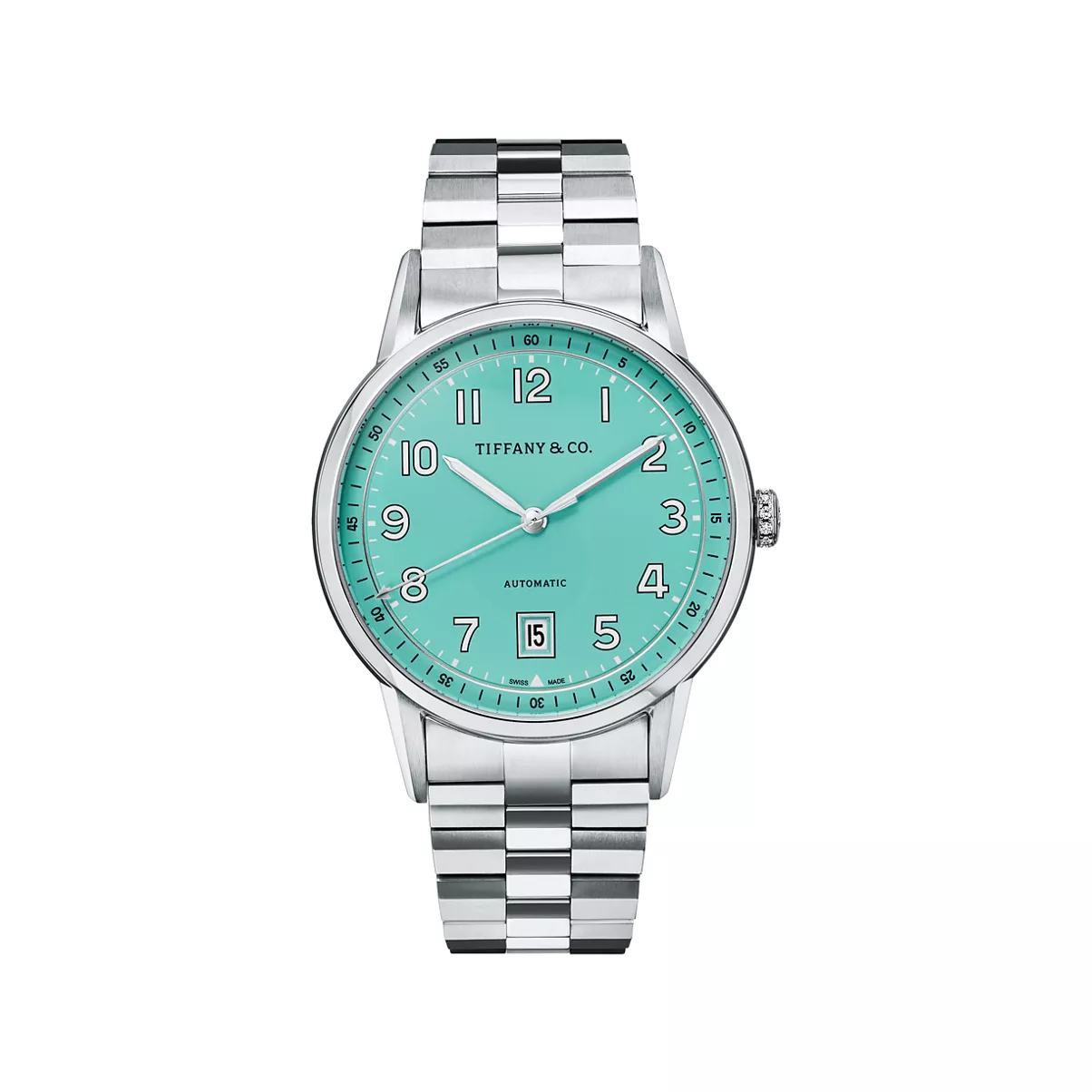 3-Hand 40 mm Watch in Steel with a Tiffany Blue&reg; Dial and Diamonds